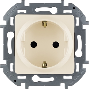 Изображение Legrand INSPIRIA Слоновая кость Розетка 2К+З со шторками - немецкий стандарт - 16 А - 250 В