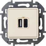 Изображение Legrand INSPIRIA Слоновая кость Зарядное устройство с двумя USB-разьемами A-C 240В/5В 3000мА