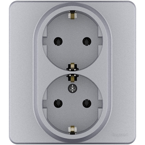Изображение Legrand INSPIRIA Алюминий Розетка 2 x 2К+З - немецкий стандарт - 16 А - 250 В